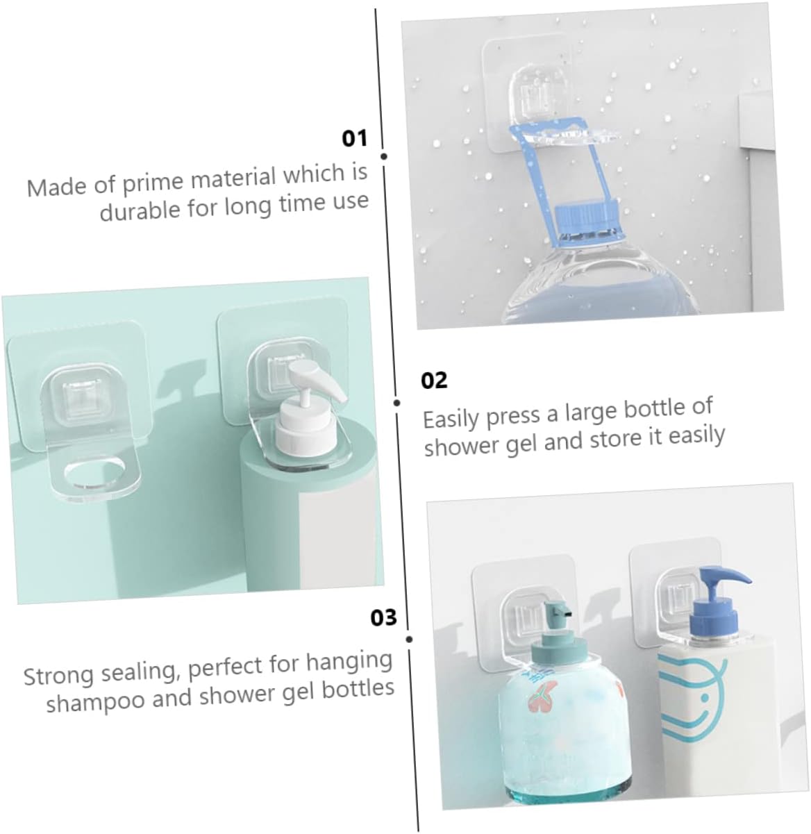 PRETYZOOM Rustproof Shower Gel Holder for Wall Mount