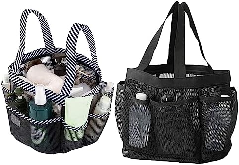 Hperu 8-Pocket Shower Tote Bag 22x22x22cm Black