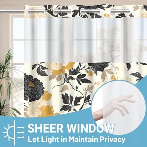 Gdmoon Boho Floral Shower Curtain Set 54x80in