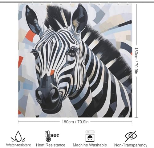 DAOWANGZUO Zebra Shower Curtain Set 72x72in