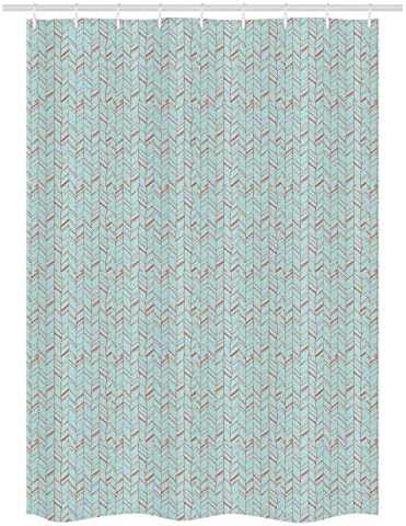 Ambesonne Orange Blue Herringbone Pattern Shower Curtain Set