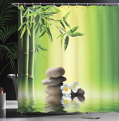 Ambesonne Spa Themed Shower Curtain Set - 69 x 84 Yellow Green