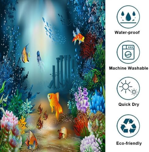Goodbath Fish Shower Curtain 72x72 Waterproof 1