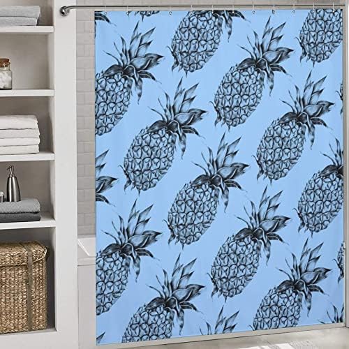 Adorable Pineapple Fruit Shower Curtain Set with Hooks 72x72inch
