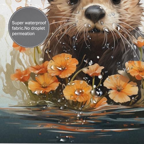 Brown Otter Shower Curtain Set with 12 Hooks 72x72in 1