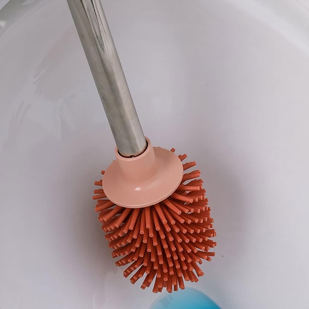 Toilet Brush Holder with No-Slip Handle and Flexible Bristles