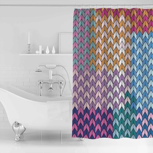 ZOE GARDEN Colorful Stripes Shower Curtain Set 1