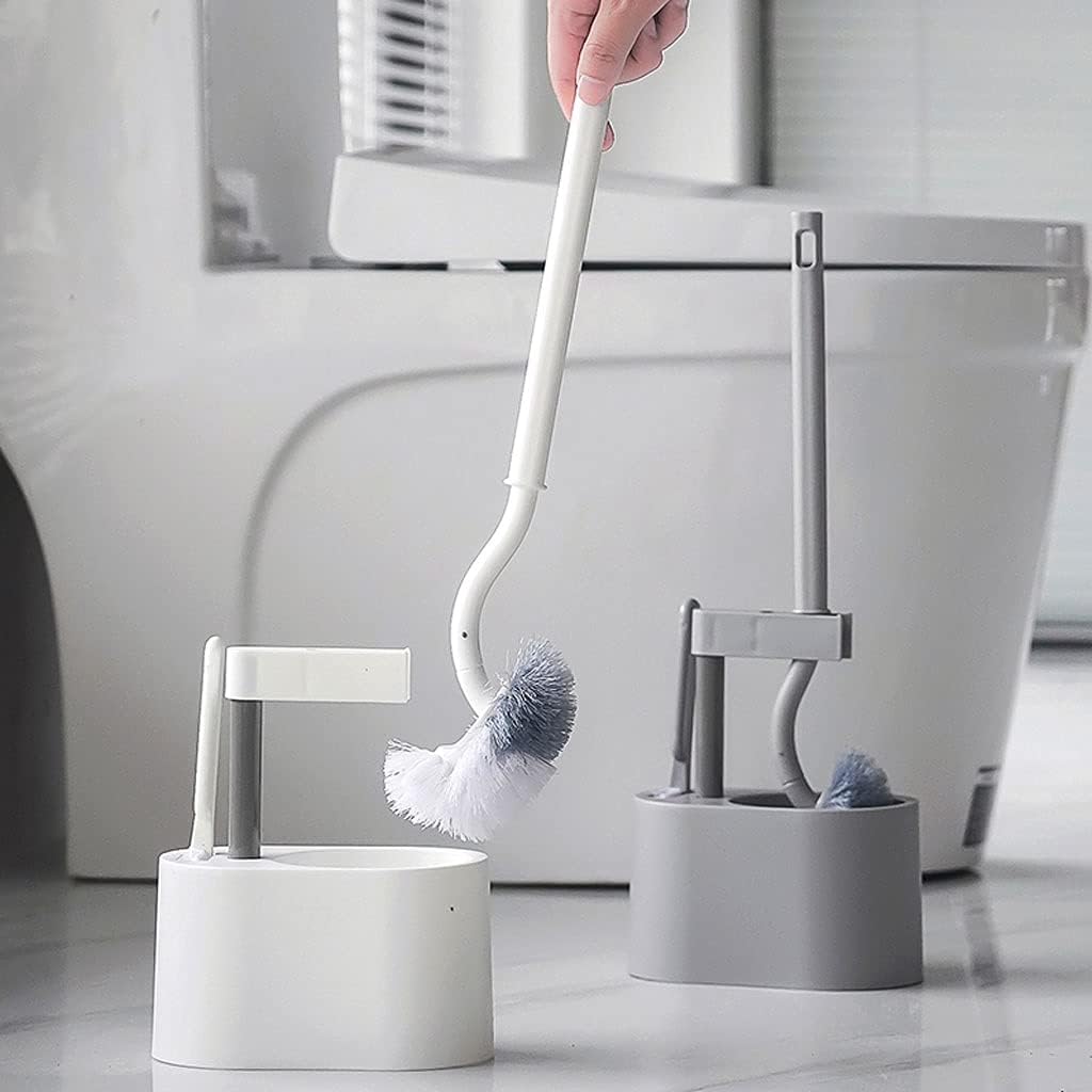 RUVOO Toilet Brush with No-Slip Handle and Holder