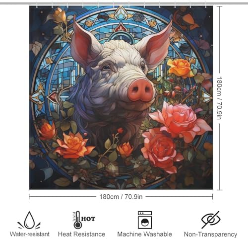 DAOWANGZUO Pig Shower Curtain Set 72x72in