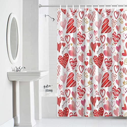 BestLives Valentines Shower Curtain with 12 Hooks