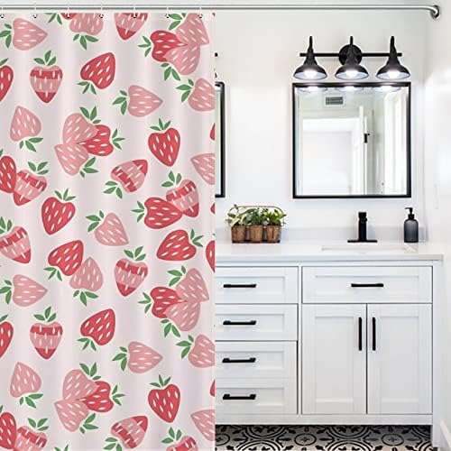 NIRATI Cute Strawberry Pink Shower Curtain 60x72