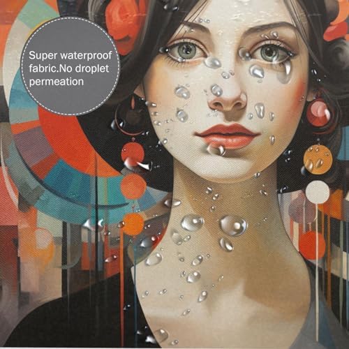 DAOWANGZUO Black Hair Girl Boho Shower Curtain Set 72x72in