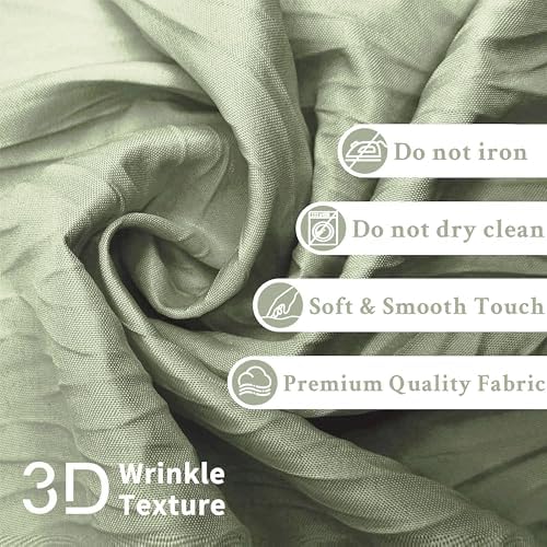Sage Green Crumpled Shower Curtain Set with Snap-in Liner - 72x72