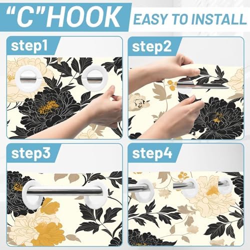 Gdmoon Boho Floral Shower Curtain Set 54x80in