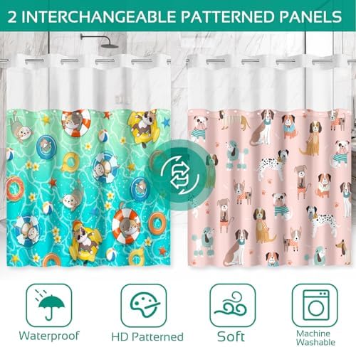 Lalumix No Hook Shower Curtain Set with Replaceable Patterns