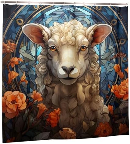 DAOWANGZUO Sheep Shower Curtain Set 72x72in