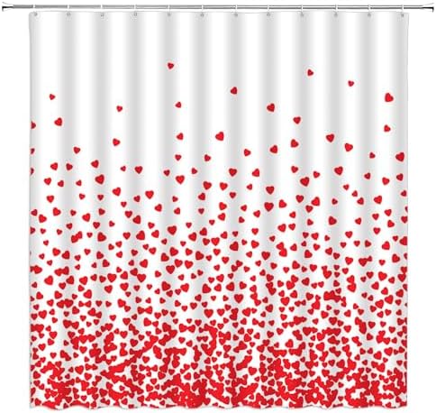 Happy Valentines Day Shower Curtain Set with Hooks