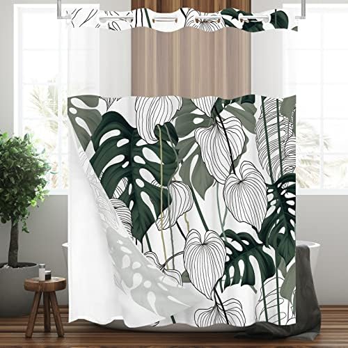Tititex Snap-In Liner Tropical Palm Shower Curtain Set 72x72 Inch