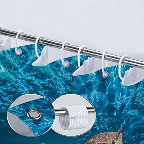 DYNH Sea Turtle Fabric Shower Curtain 69x70 Inch with Hooks Blue Bath Curtain