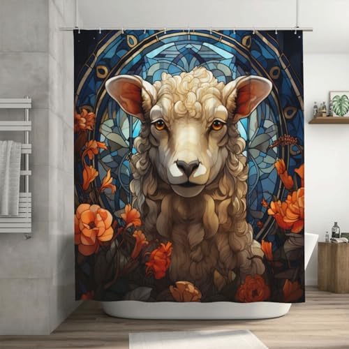 DAOWANGZUO Sheep Shower Curtain Set 72x72in