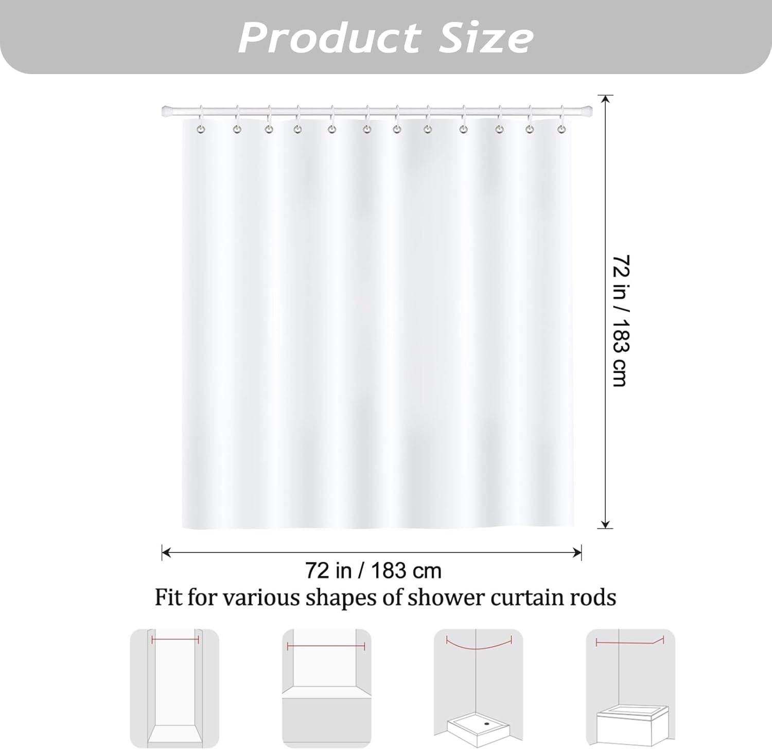 Bonhause Blue Wildflower Shower Curtain - 72x72 Inch Waterproof Boho Design