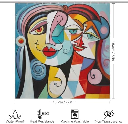 DAOWANGZUO Laughing Girl Shower Curtain Set with 12 Hooks 72x72in