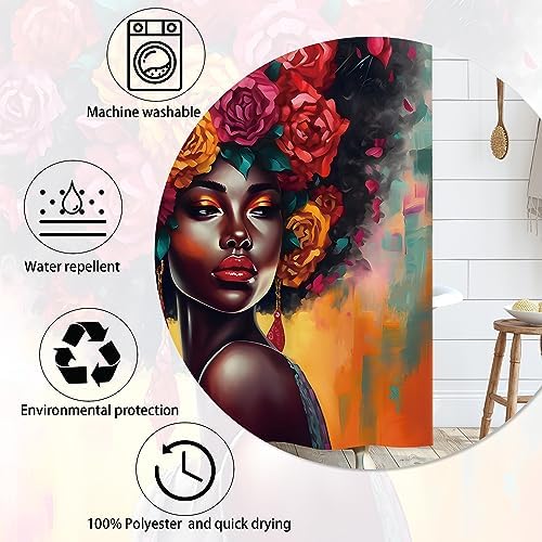 Laifzere African American Black Girl Shower Curtain 60x72 Inch