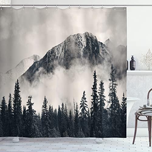Ambesonne National Parks Shower Curtain Canadian Smokey Mountain Design 69x70