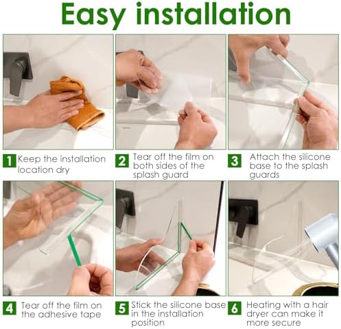 2 Pack Acrylic Shower Splash Guards - 826 Dx728 H