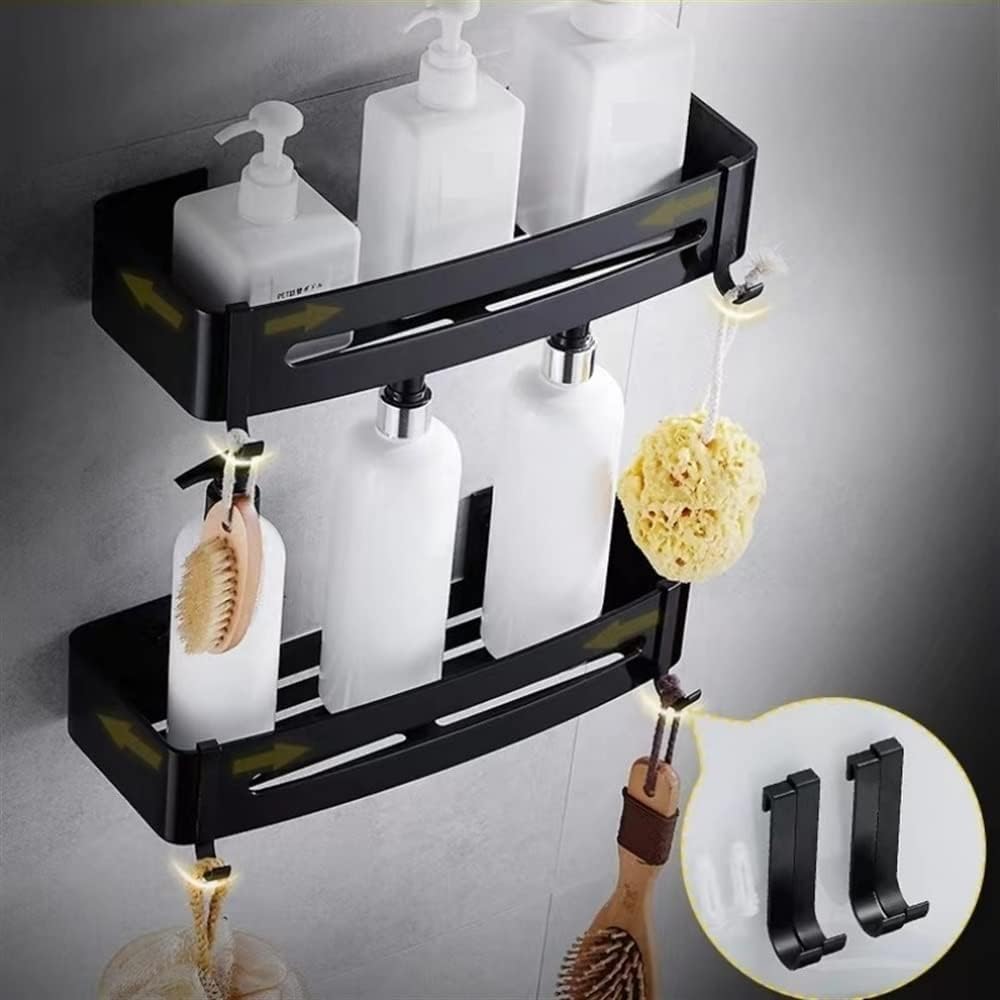 Shower Shelf Rack 1 Layer Black Metal Wall Mounted Storage