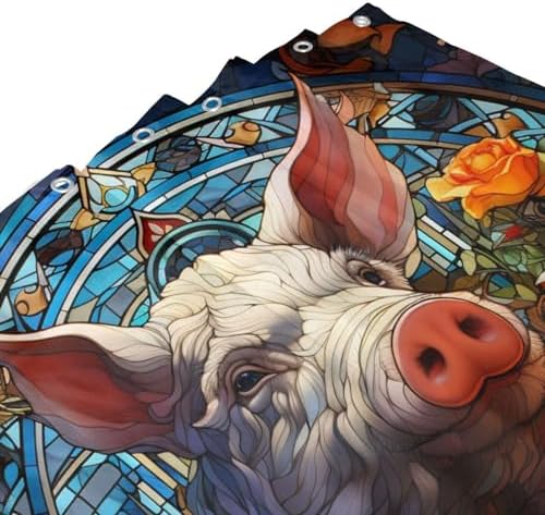 DAOWANGZUO Pig Shower Curtain Set 72x72in