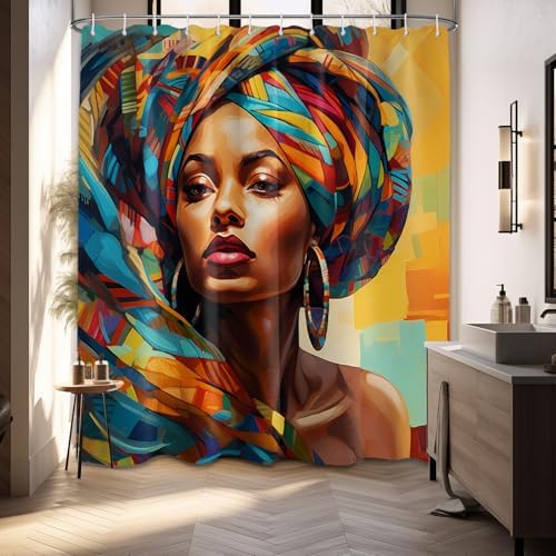 DLTAY African Shower Curtain Set with 12 Hooks