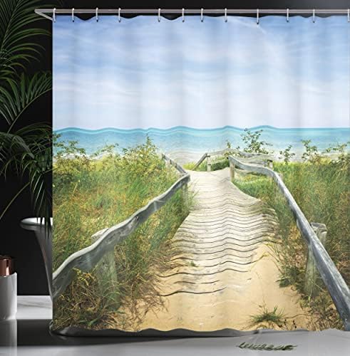 Ambesonne Seaside Shower Curtain Set with Hooks