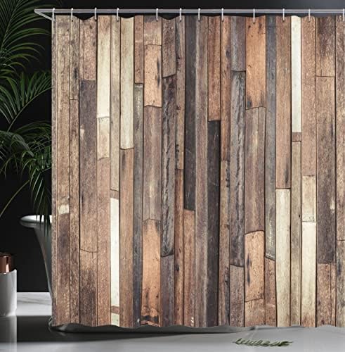 Ambesonne Farmhouse Shower Curtain Set Brown Grunge Lodge Design