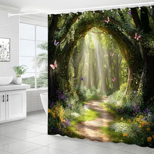 Green Enchanted Forest Shower Curtain 70X70 Inch