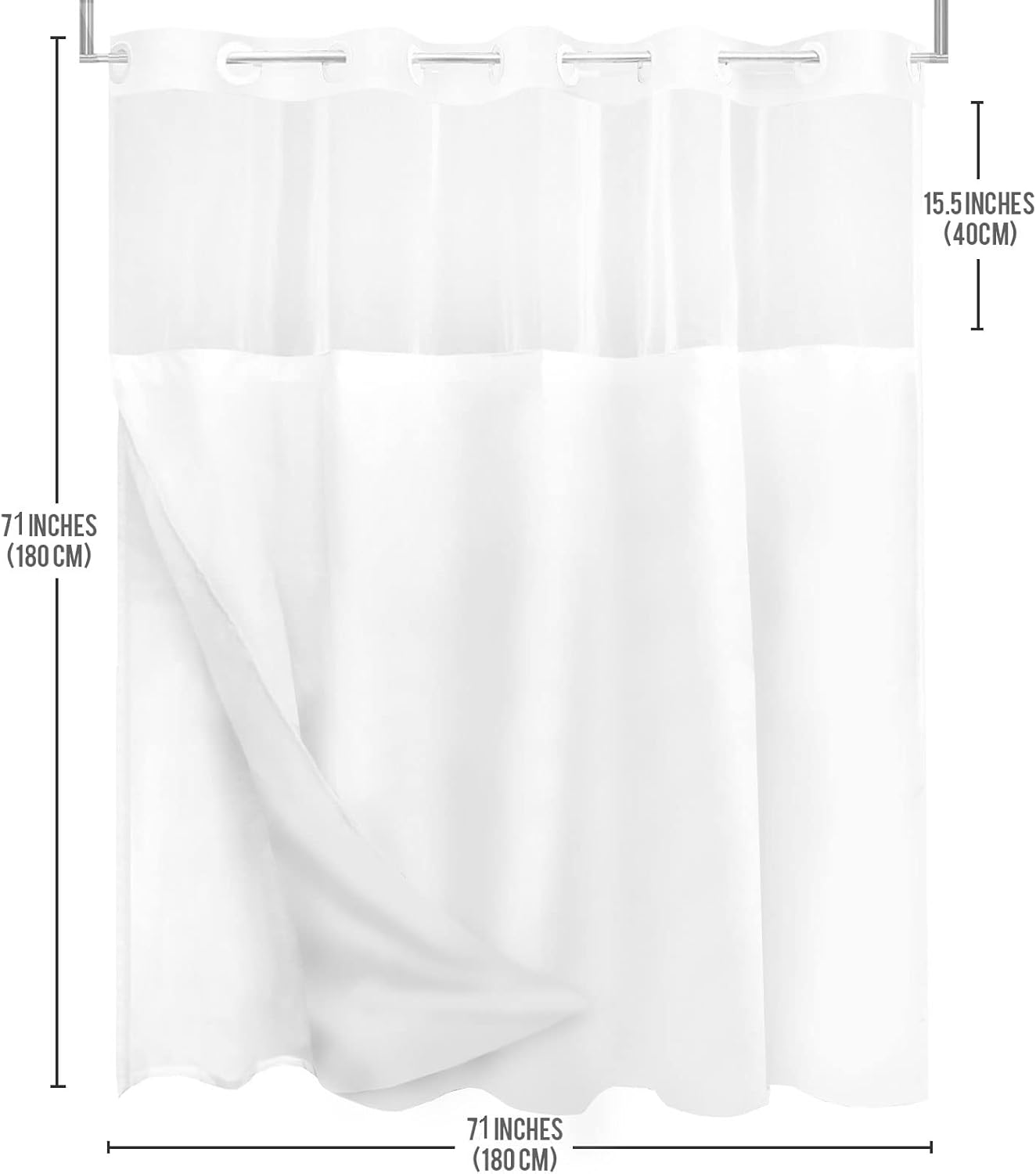 Tititex Snap-In Liner Floral Shower Curtain Set 72x72 Inch