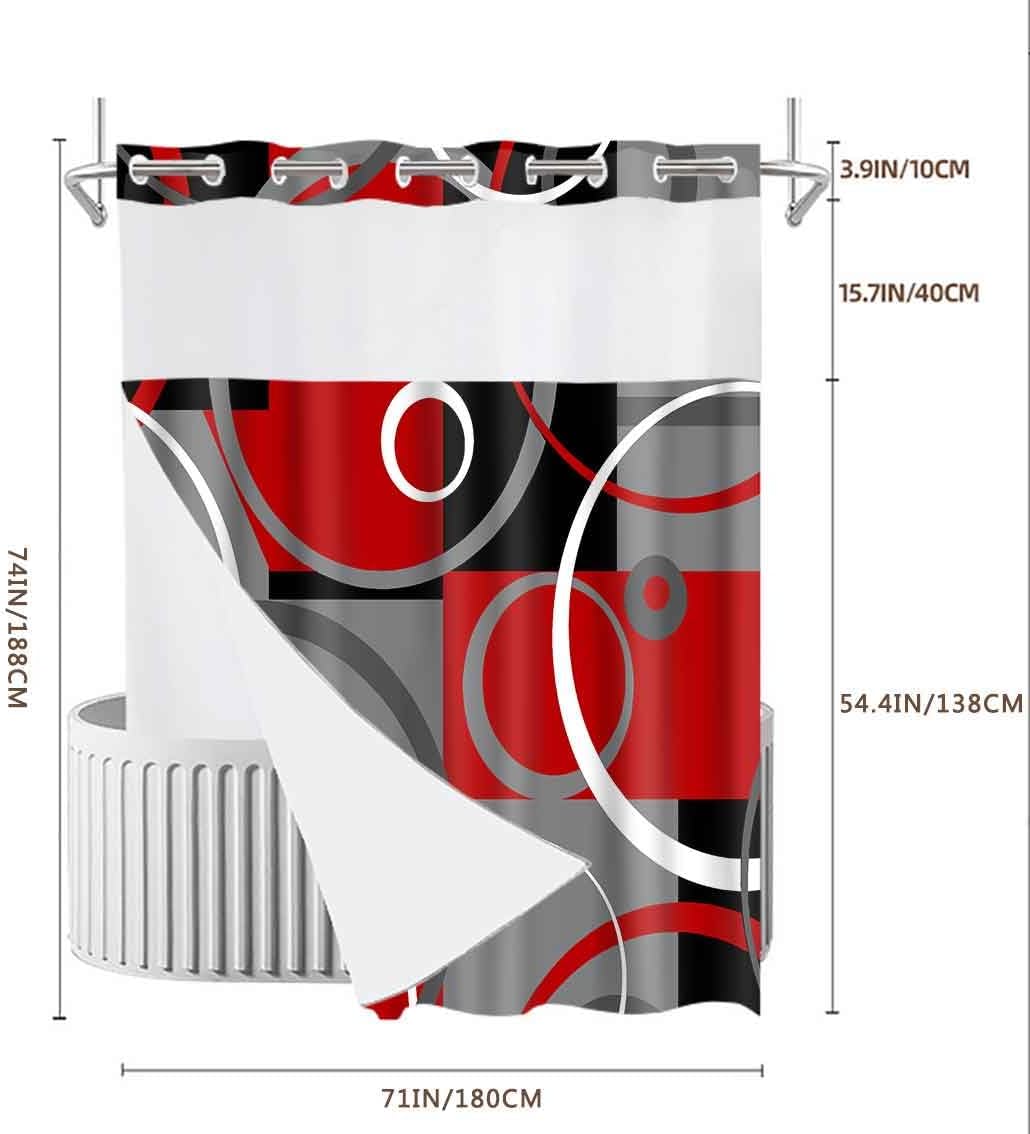 Gdmoon No Hook Geometric Plaid Shower Curtain Set