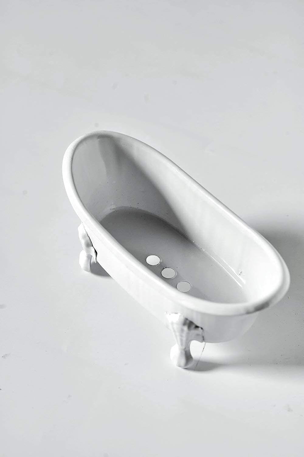 White Clawfoot Metal Soap Dish for Bathroom or Kitchen 55 Inch