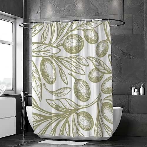 Hapuxt Shower Curtain with 12 Hooks Oliva Green 60x72in