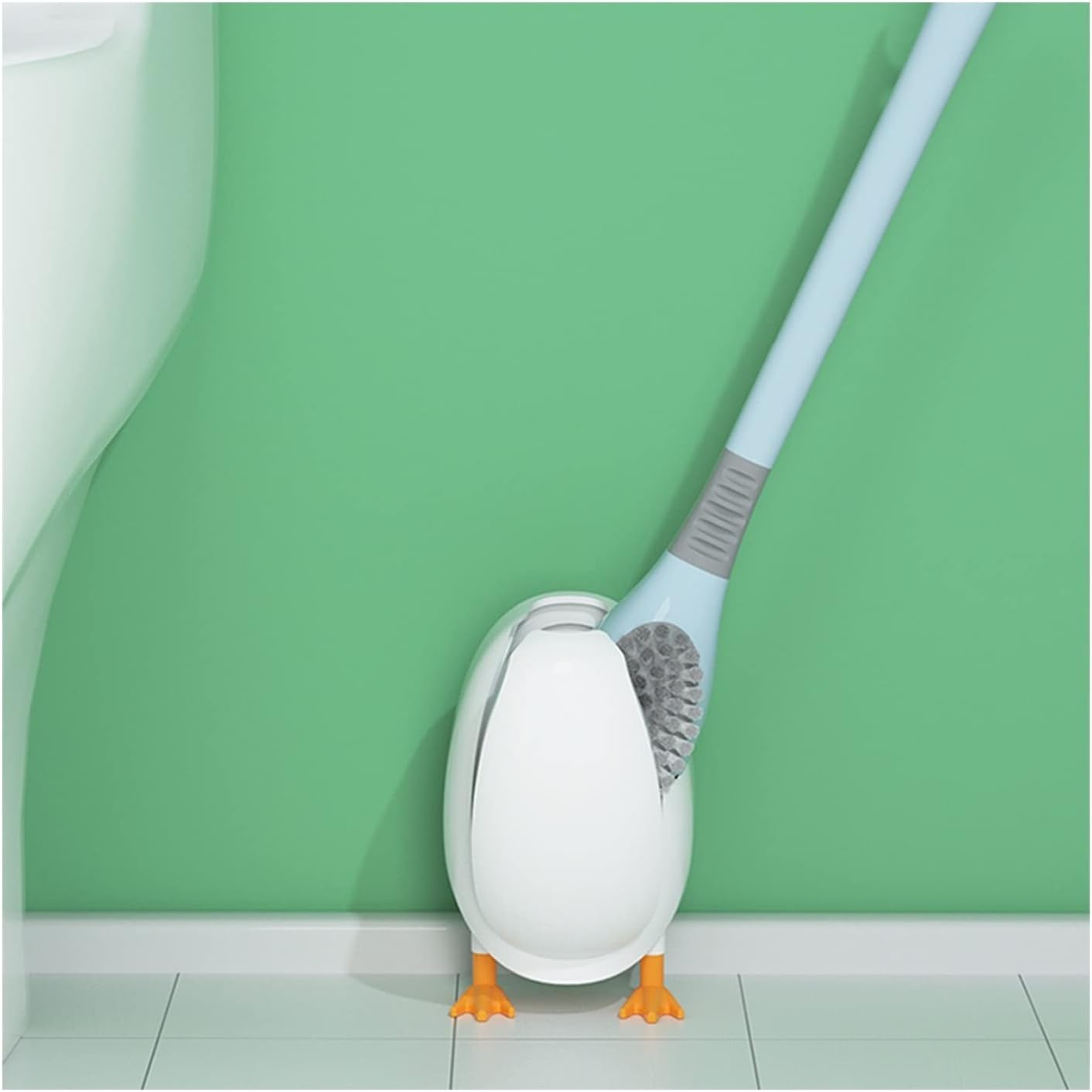 TOMYEUS Yellow Toilet Brush Set with Holder 1