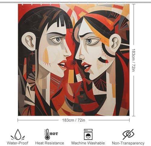 DAOWANGZUO Black Hair Girl Boho Shower Curtain Set