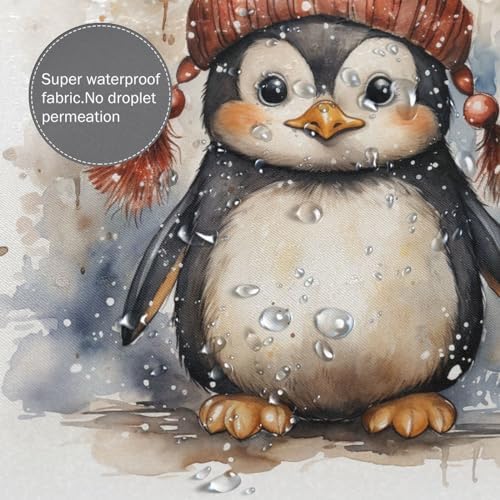 DAOWANGZUO Penguin Shower Curtain Set 72x72in with 12 Hooks