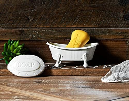 White Clawfoot Metal Soap Dish for Bathroom or Kitchen 55 Inch