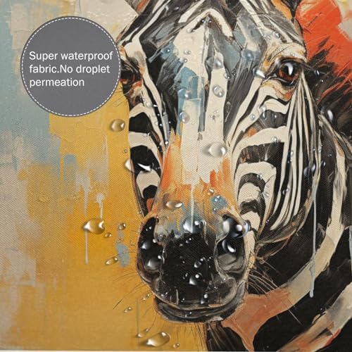 Zebra Pattern Boho Shower Curtain Set with 12 Hooks 72x72in
