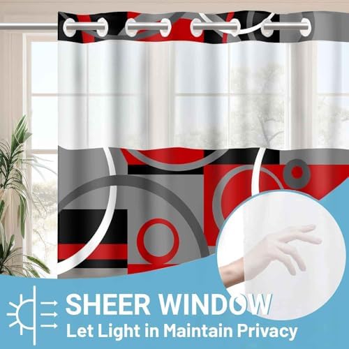 Gdmoon No Hook Geometric Plaid Shower Curtain Set