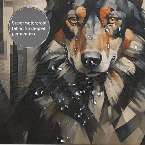 Black Dog Boho Shower Curtain Set with 12 Hooks 72x72in