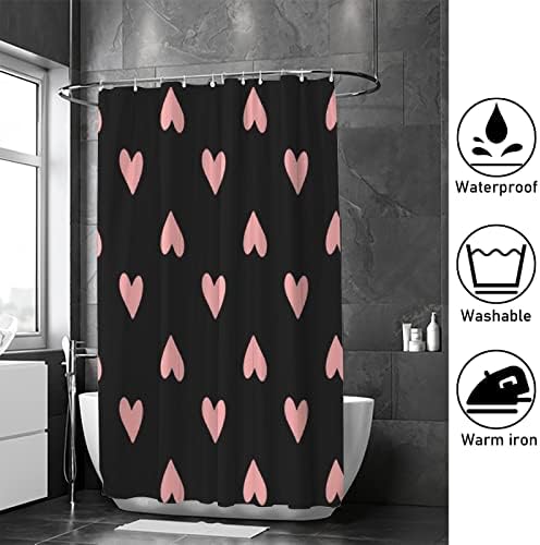 ZHIMI Shower Curtain Heart Design 60x72in Waterproof Washable with 12 Hooks