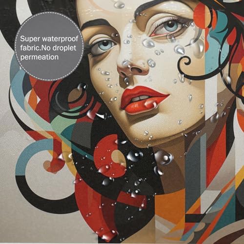 DAOWANGZUO Female Face Shower Curtain Set with 12 Hooks 72x72in