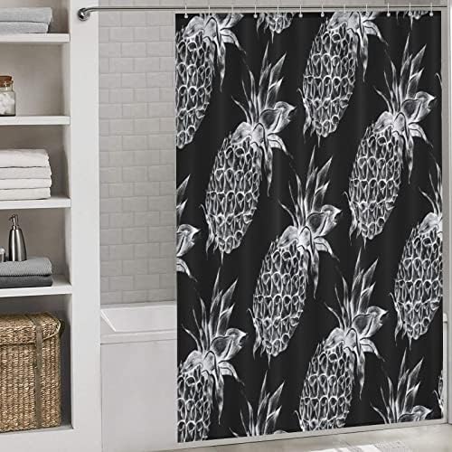Pineapple Yellow Shower Curtain with 12 Hooks 1