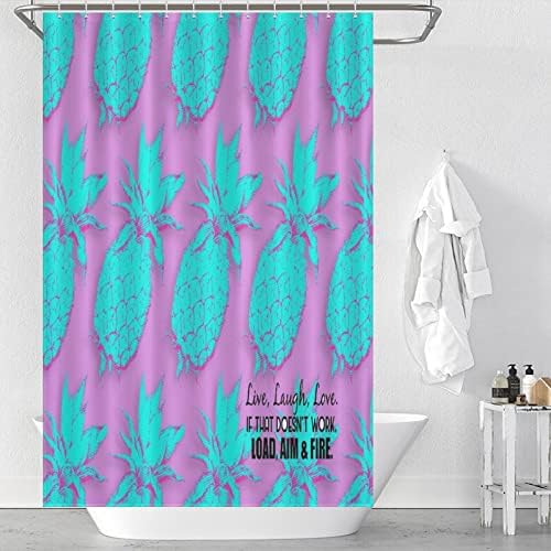 Pineapple Shower Curtain with 12 Hooks 48x72 Inch